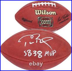 Tom Brady Patriots Signed Super Bowl XXXVIII Pro Football withSB 38 MVP Insc