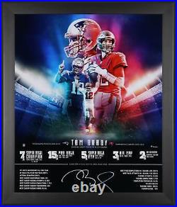 Tom Brady Patriots & Tampa Bay Buccaneers FRMD Signed 20x24 Career Collage Photo