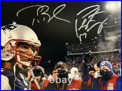 Tom Brady & Peyton Manning Signed 16x20 Autographed Football Photo Fanatics coa