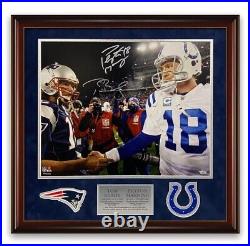 Tom Brady & Peyton Manning Signed Autographed Photo Framed to 23x27 Fanatics