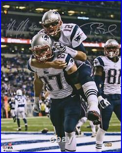 Tom Brady & Rob Gronkowski Patriots Signed 16x20 On Back Celebration Photo