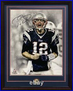 Tom Brady Signed 16x20 Scream Photo Super Bowl Framed Patriots Auto Fanatics