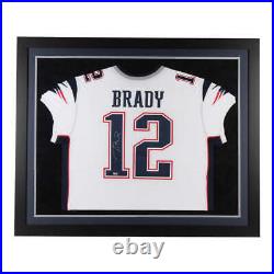 Tom Brady Signed 35.5x43.5 Custom Framed Jersey (Fanatics Hologram)