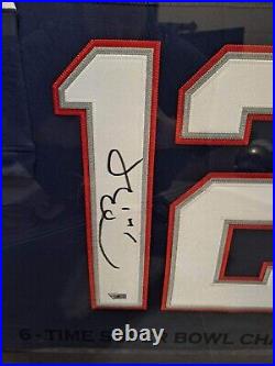 Tom Brady Signed/Auto Framed New England Patriots NAVY Jersey & 6 Ring Display