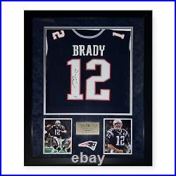 Tom Brady Signed Autographed Blue Elite Jersey Framed To 32x40 Fanatics