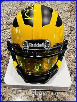 Tom Brady Signed/Autographed Michigan Wolverines Mini Helmet withvisor Fanatics