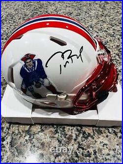 Tom Brady Signed/Autographed NE Patriots TB Mini with chrome mask/visor Fanatics