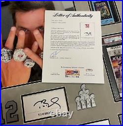 Tom Brady Signed & Framed All 7 Super Bowl Tickets Piece Psa/dna Coa