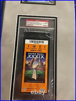 Tom Brady Signed & Framed All 7 Super Bowl Tickets Piece Psa/dna Coa