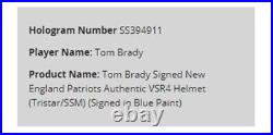 Tom Brady Signed Full Size Authentic On Field Patriots Helmet COA FANATICS +