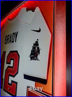 Tom Brady Signed, Inscribed & Framed Bucs Jersey withLEDS & 2 PSA10'S Fanatics