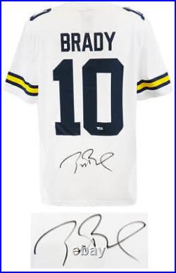 Tom Brady Signed Michigan White Nike Jordan Brand Football Jersey (Fanatics LOA)