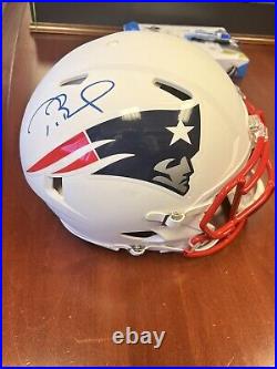 Tom Brady Signed New England Patriots F/s Speed Helmet Matte White Blue Auto