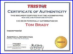 Tom Brady Signed New England Patriots SB LI 8x10 Photograph Tristar COA