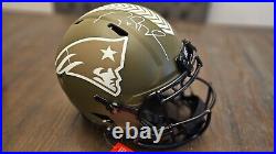 Tom Brady Signed Patriots Authentic Speed Full Size Salute to Service Helmet