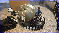Tom Brady Signed Patriots Authentic Speed Full Size Salute to Service Helmet