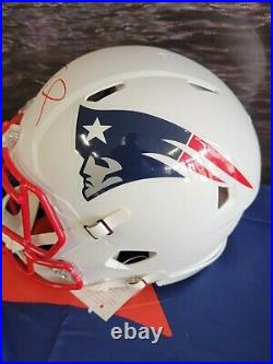 Tom Brady Signed Patriots Riddell Flat White Matte Authentic Helmet Fanatics COA