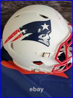 Tom Brady Signed Patriots Riddell Flat White Matte Authentic Helmet Fanatics COA