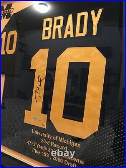 Tom Brady Signed Stat Jersey Michigan Collage