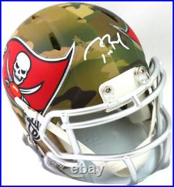 Tom Brady Signed Tampa Bay Buccaneers Camo Mini Helmet- Fanatics /LOA White