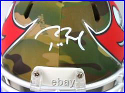 Tom Brady Signed Tampa Bay Buccaneers Camo Mini Helmet- Fanatics /LOA White