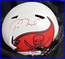 Tom Brady Singed Tampa Bay Buccaneers F/s Helmet Fanatics Red Ink Lunar Eclipse