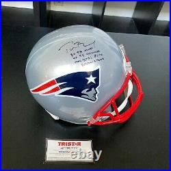 Tom Brady Super Bowl MVP Signed Heavily Inscribed Patriots Helmet Tristar COA