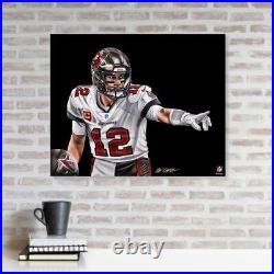 Tom Brady Tampa Bay Buccaneers 16x20 Canvas Giclee Print-Signed by Bill Lopa