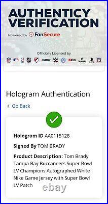 Tom Brady Tampa Bay Buccaneers Autographed Nike Superbowl White Jersey Fanatics
