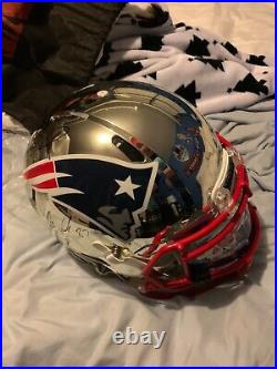 Tom Brady and gronk signed chrome patriots helmet