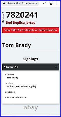 Tom Brady autographed Patriots Red Nike Throwback Jersey Framed Tristar COA