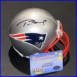 Tom Brady signed Patriots mini helmet MM COA Mounted Memories