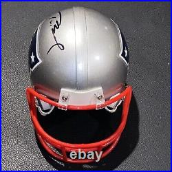 Tom Brady signed Patriots mini helmet MM COA Mounted Memories