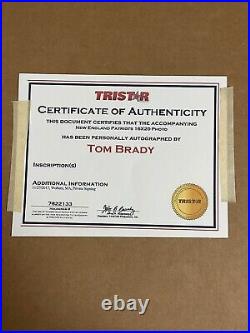 Tristar Tom Brady Signed 16 x 20 Photo Framed withPatriots medallion